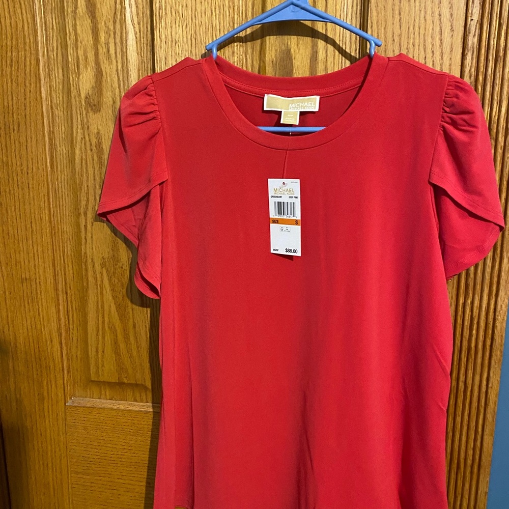 MK Red Top with Flutter Sleeves